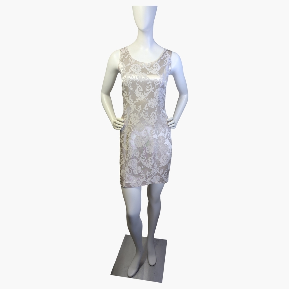 Vintage Algo Champagne Floral Dress | Made in Canada | Size Small
